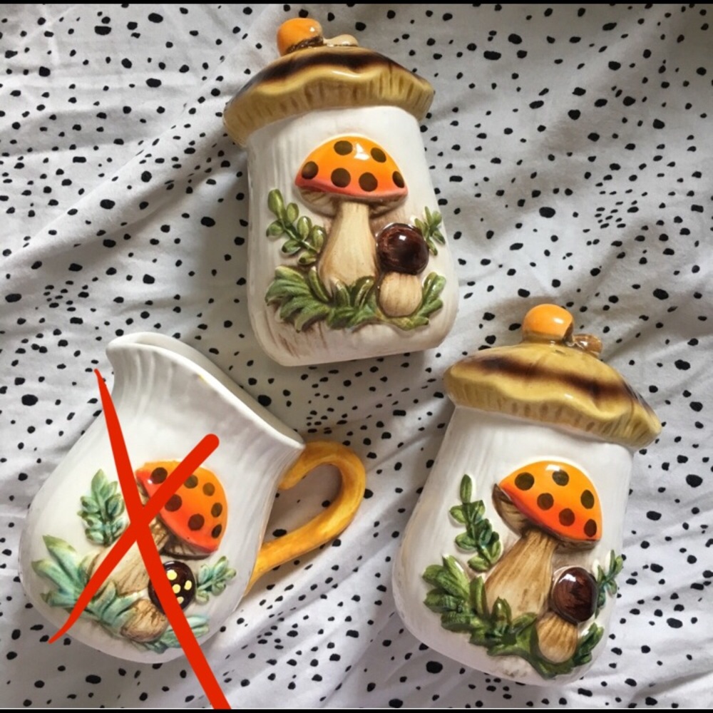 Retro Cottage core mushroom salt & pepper shaker